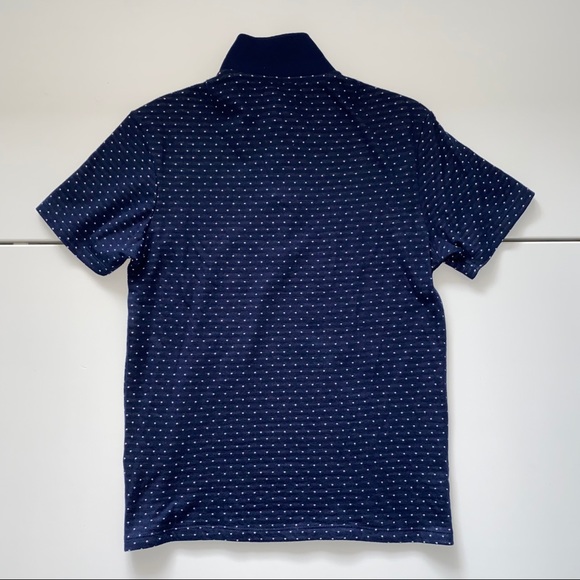 ZARA MEN POLKA DOT NAVY & WHITE POLO SHIRT - Picture 2 of 5